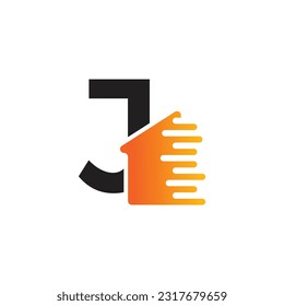 Plantilla de logotipo vectorial de la letra J, logotipo de la letra colorida J, inmobiliario, logotipo de construcción y diseño de la plantilla de vectores