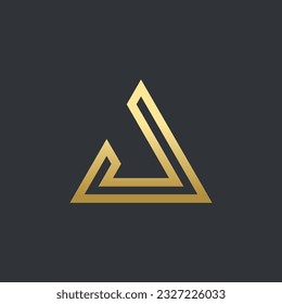 Letter J vector logo template, Colorful Letter J logo, Financial Company, Pyramid Logo, Triangle shaped Logo