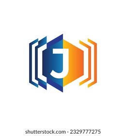 Plantilla de logotipo vectorial de la letra J, logotipo de la letra colorida J, logotipo de la empresa financiera, icono de la plantilla de diseño de los asesores del Instituto Financiero