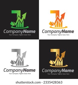 Plantilla de logotipo vectorial de la letra J, logotipo de la letra colorida J, logotipo de la empresa financiera, icono de la plantilla de diseño de los asesores del Instituto Financiero