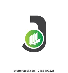 Plantilla del logotipo del Vector de la letra J, logotipo colorido de la letra J, logotipo de la compañía financiera, icono del Vector de la Plantilla del diseño del logotipo de los asesores del instituto financiero