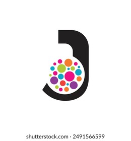 Plantilla del logotipo del Vector de la letra J, logotipo colorido de la letra J, logotipo de la compañía financiera, icono del Vector de la Plantilla del diseño del logotipo de los asesores del instituto financiero