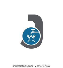 Plantilla del logotipo del Vector de la letra J, logotipo colorido de la letra J, diseño moderno del logotipo de los servicios de fontanería