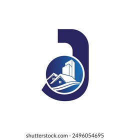 Letter J vector logo template, Colorful Letter J logo, Real Estate, Building and Construction Logo Design Template Vector Icon