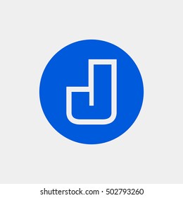 Letter J vector, logo. Useful as branding symbol, corporate identity, alphabet element, circle app icon, clip art and illustration.