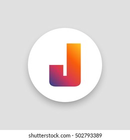 Letter J vector, logo. Useful as branding symbol, corporate identity, alphabet element, circle app icon, clip art and illustration.
