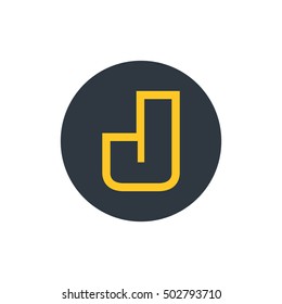 Letter J vector, logo. Useful as branding symbol, corporate identity, alphabet element, circle app icon, clip art and illustration.
