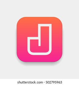 Letter J vector, logo. Useful as branding symbol, corporate identity, alphabet element, square app icon, clip art and illustration.