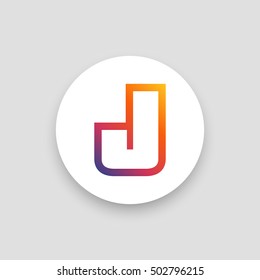 Letter J vector, logo. Useful as branding symbol, corporate identity, alphabet element, circle app icon, clip art and illustration.