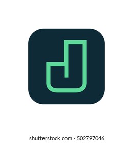 Letter J vector, logo. Useful as branding symbol, corporate identity, alphabet element, square app icon, clip art and illustration.