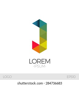 Letter J Vector Origami Logo icon. Colorful Abstract Design template element logo icon