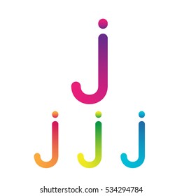 Letter J vector unusual bold rounded font. Gradient