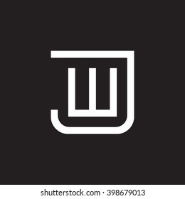letter J and W monogram square shape logo white black background