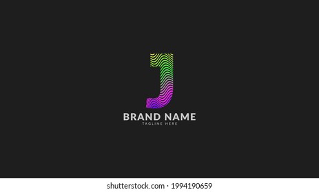 letter J wavy rainbow abstract colorful logo for creative and innovative company brand. print or web vector design element