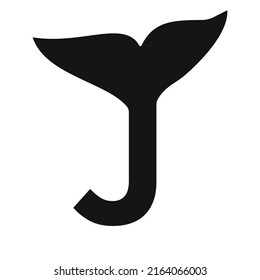 Letter J Whale Logo Design Template Vector Sign
