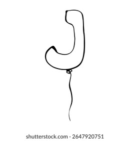 Letter J whimsical hand drawn vector illustration personalized monogram for greeting cards and gifts