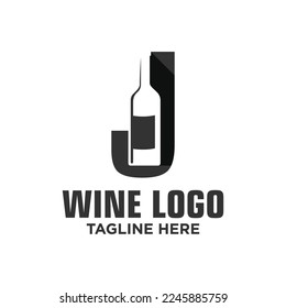 Letter J Wine Logo Design Template Inspiration, Vector Illustration.