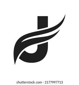 Letter J Wing Logo Design. Transportation Logo Letter J and Wings Concept