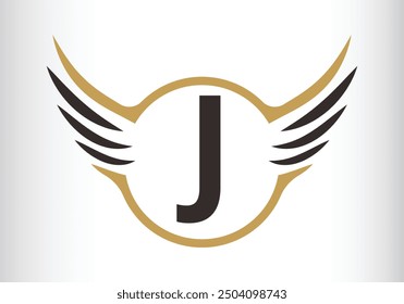 Letter J Wing Logo Design Initial Flying Wing With Letter Logo