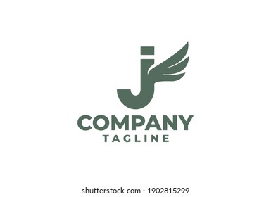 letter 'j' with a wing logo illustration. good for sport company or any company.