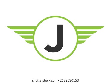 Letter J Wing Logotype. Speed Symbol Vector