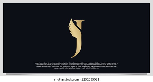 Letter J wings logo design simple concept Premium Vector