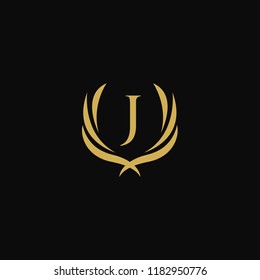 Letter J wings, Luxury gold crest logo design