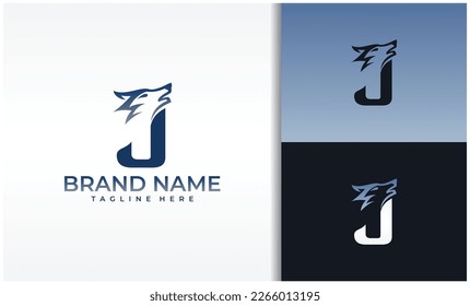 Letter J Wolf Logo Vector