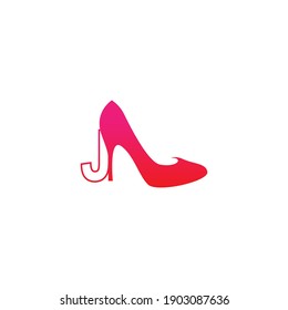 Letter J with Women shoe, high heel logo icon design vector template