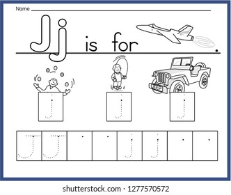 Letter J Worksheet Stock Vector (Royalty Free) 1277570572 | Shutterstock