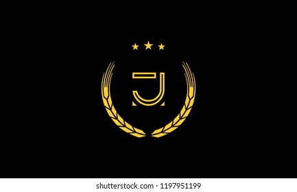 LETTER J WREATH LOGO WITH NEGATIVE SPACE EFFECT FOR LOGO DESIGN OR ILLUSTRATION USE