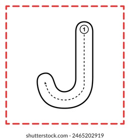 letter J for writing practice. Alphabet tracing is good for practicing children writing letters.