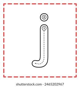 letter J for writing practice. Alphabet tracing is good for practicing children writing letters.