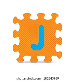 Letter "J" written with alphabet puzzle - vector illustration