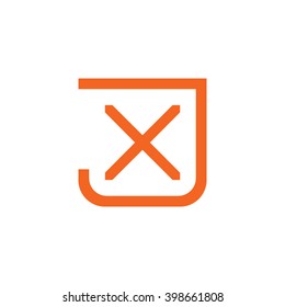 letter J and X monogram square shape logo orange