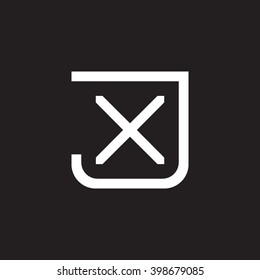 letter J and X monogram square shape logo white black background