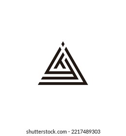 Letter j, y and h triangle geometric symbol simple logo vector