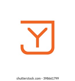 letter J and Y monogram square shape logo orange