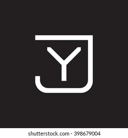 letter J and Y monogram square shape logo white black background
