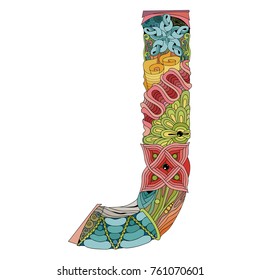 Letter J zentangle. Vector decorative object