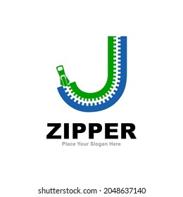 Letra J diseño vectorial de logotipo de cremallera. Adecuado para el diseño de moda, nombre inicial, afiche, tarjeta y símbolo de moda industrial