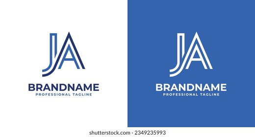 Logotipo de Monograma de la Línea JA, adecuado para negocios con iniciales JA o AJ.