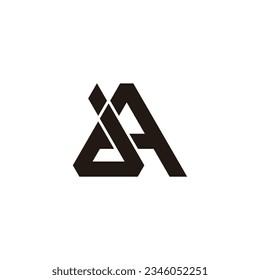 letter ja simple linked triangle geometric line logo vector 