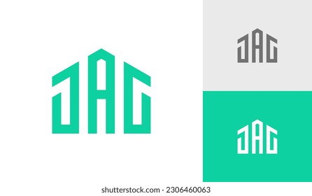 Letter JAG initial monogram with house roof logo design