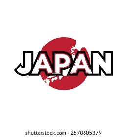 letter JAPAN text style design vector with japan map and flag element