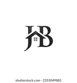 Letter JB House vector logo of Abstract luxury symbol logo design illustration. Elegant alphabet letters font and number. Classic Lettering Minimal Designs. Typography modern serif fonts and numbers.