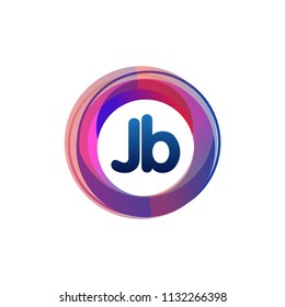 Letter JB logo with colorful circle, letter combination logo design with ring, circle object for creative industry, web, business and company.