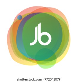 Letter JB logo with colorful splash background, letter combination logo design for creative industry, web, business and company.
