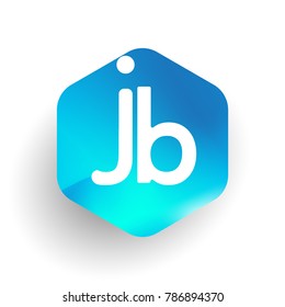 Letter JB logo in hexagon shape and colorful background, letter combination logo design for business and company identity.
