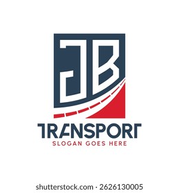 Carta JB Transporte Design de logotipo. Logotipo moderno da estrada do JB para a entrega, empresa de transporte e negócio da frota